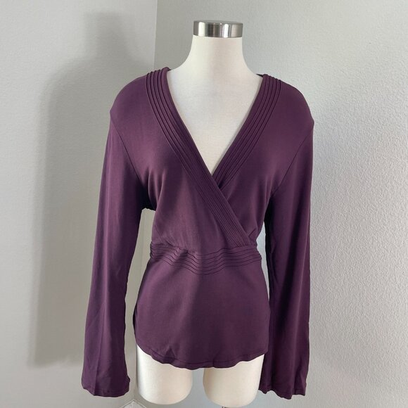 Eddie Bauer Womens XL Purple V Neck Long Sleeve Shirt Stretch Top - Picture 1 of 9